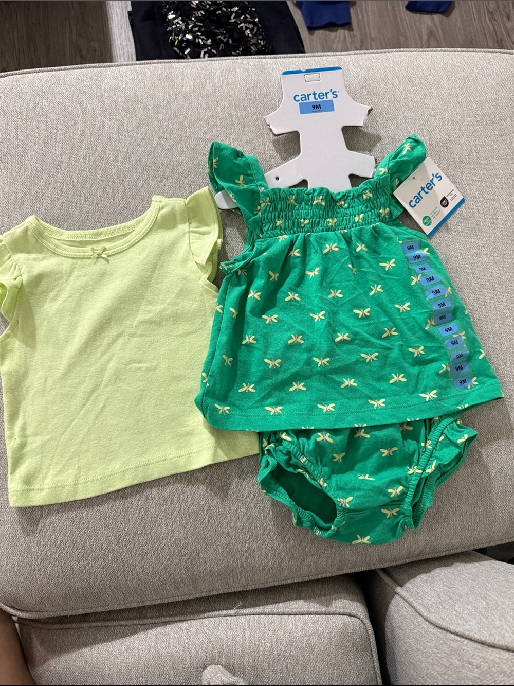 Baby Girl Carter's 3-Piece Butterfly Shorts & Tops Set 9 months